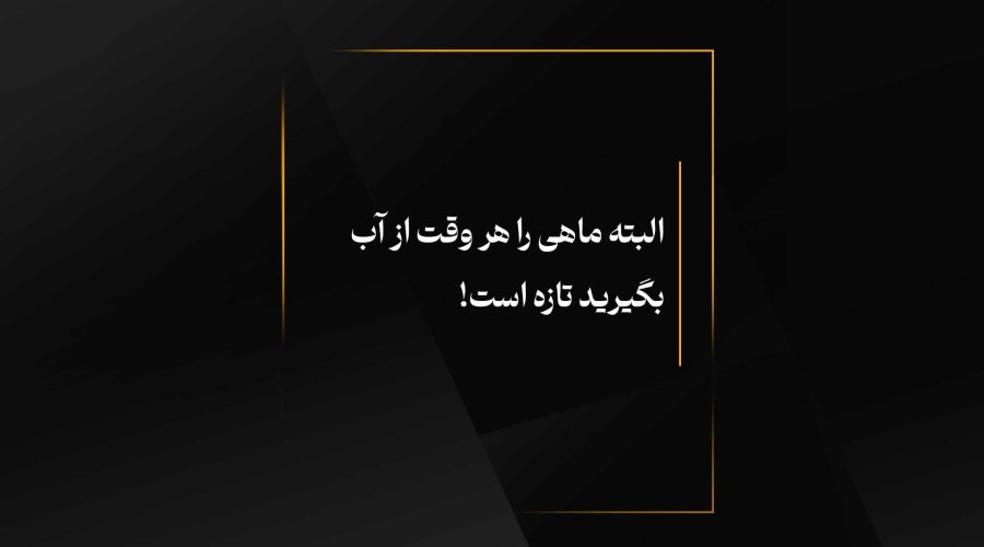 البته ماهی را هر وقت از آب بگیرید تازه است!